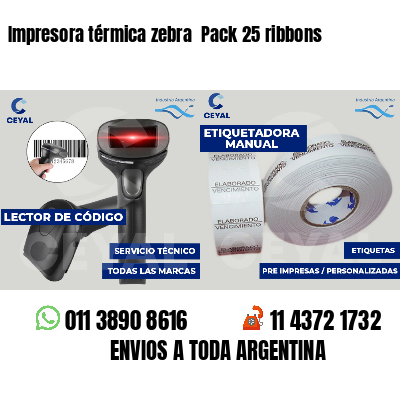 Impresora térmica zebra  Pack 25 ribbons