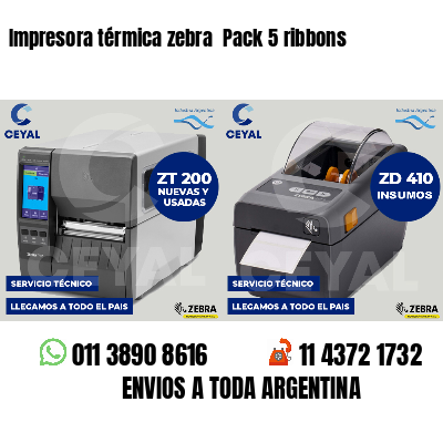 Impresora térmica zebra Pack 5 ribbons