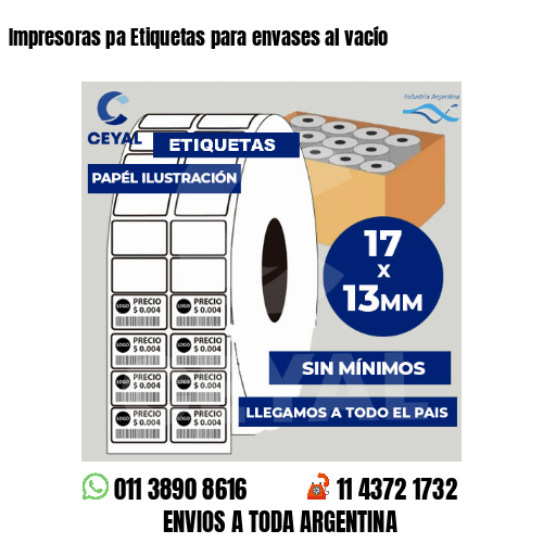 Impresoras pa Etiquetas para envases al vacío