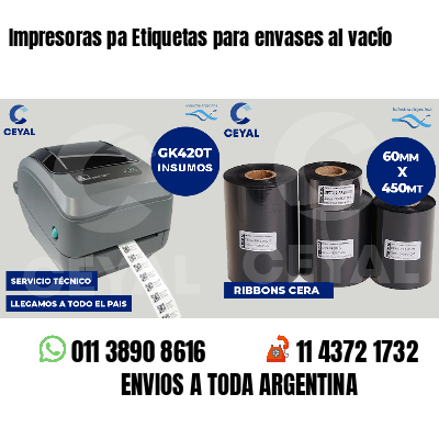Impresoras pa Etiquetas para envases al vacío