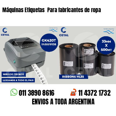 Máquinas Etiquetas Para fabricantes de ropa