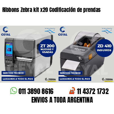 Ribbons Zebra kit x20 Codificación de prendas