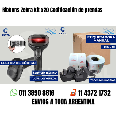 Ribbons Zebra kit x20 Codificación de prendas