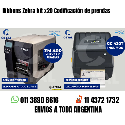 Ribbons Zebra kit x20 Codificación de prendas