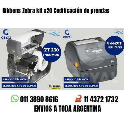 Ribbons Zebra kit x20 Codificación de prendas