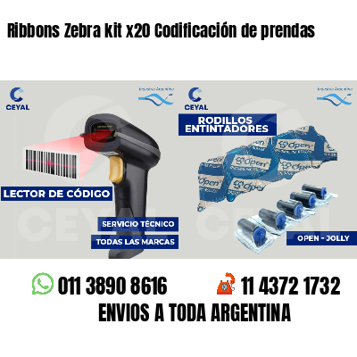 Ribbons Zebra kit x20 Codificación de prendas