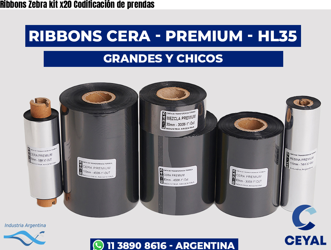 Ribbons Zebra kit x20 Codificación de prendas