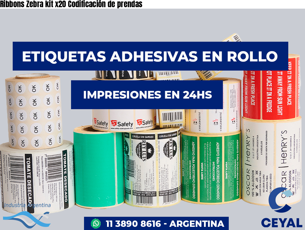 Ribbons Zebra kit x20 Codificación de prendas