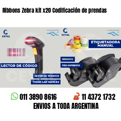 Ribbons Zebra kit x20 Codificación de prendas