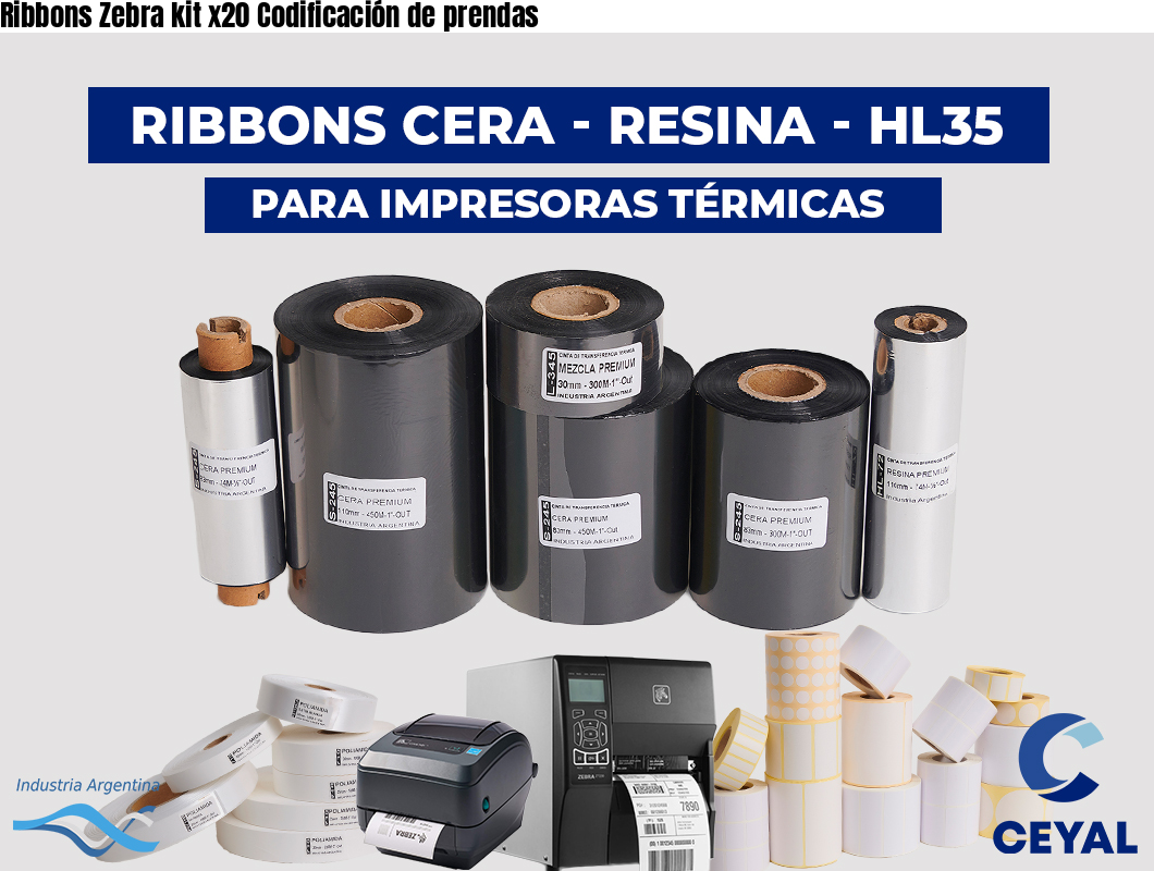 Ribbons Zebra kit x20 Codificación de prendas