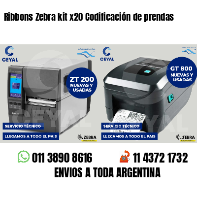 Ribbons Zebra kit x20 Codificación de prendas