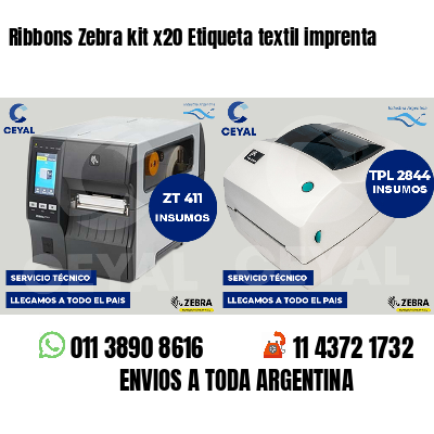 Ribbons Zebra kit x20 Etiqueta textil imprenta