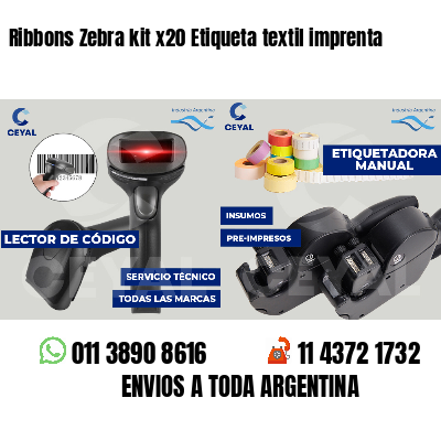 Ribbons Zebra kit x20 Etiqueta textil imprenta