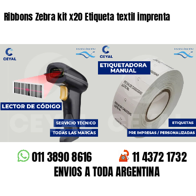 Ribbons Zebra kit x20 Etiqueta textil imprenta