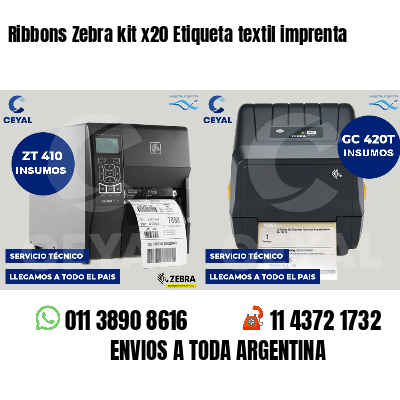 Ribbons Zebra kit x20 Etiqueta textil imprenta