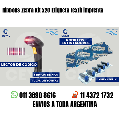 Ribbons Zebra kit x20 Etiqueta textil imprenta