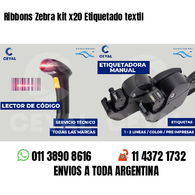 Ribbons Zebra kit x20 Etiquetado textil