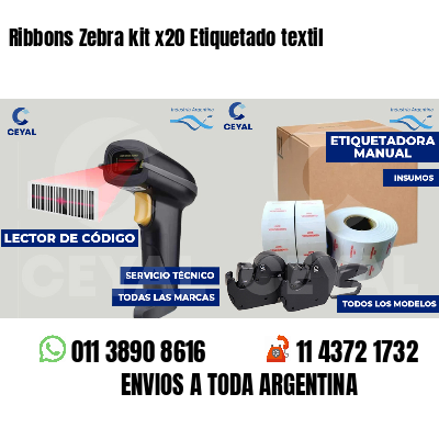Ribbons Zebra kit x20 Etiquetado textil