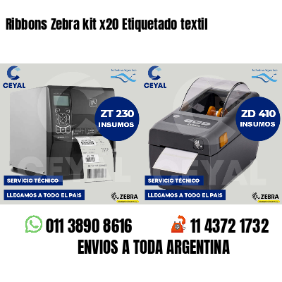Ribbons Zebra kit x20 Etiquetado textil