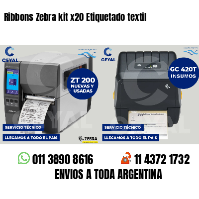 Ribbons Zebra kit x20 Etiquetado textil