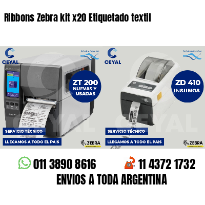 Ribbons Zebra kit x20 Etiquetado textil