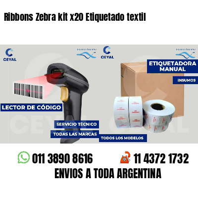 Ribbons Zebra kit x20 Etiquetado textil