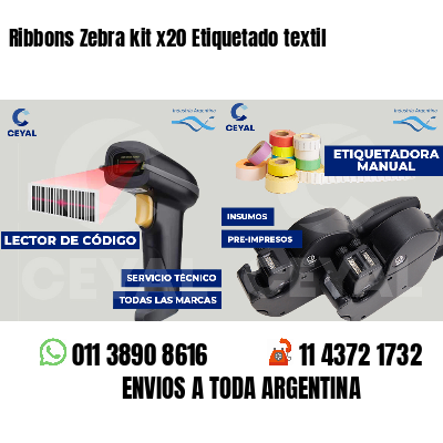 Ribbons Zebra kit x20 Etiquetado textil