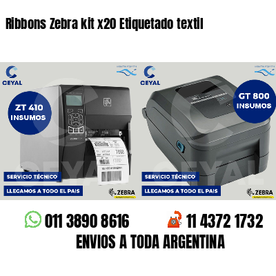 Ribbons Zebra kit x20 Etiquetado textil