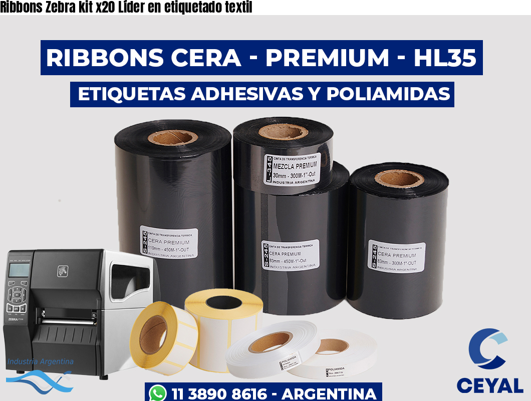 Ribbons Zebra kit x20 Líder en etiquetado textil