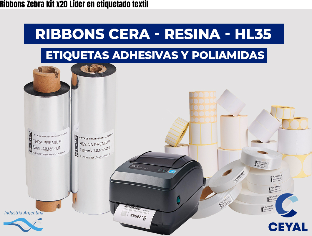 Ribbons Zebra kit x20 Líder en etiquetado textil