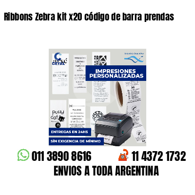 Ribbons Zebra kit x20 código de barra prendas