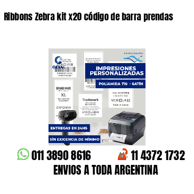 Ribbons Zebra kit x20 código de barra prendas