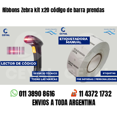 Ribbons Zebra kit x20 código de barra prendas