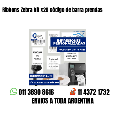 Ribbons Zebra kit x20 código de barra prendas