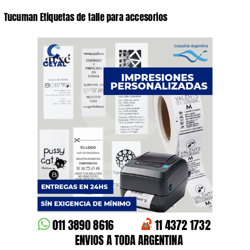 Tucuman Etiquetas de talle para accesorios