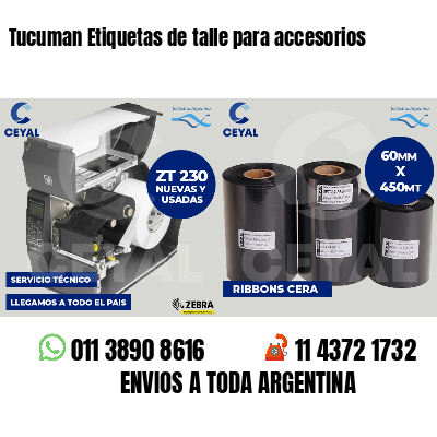 Tucuman Etiquetas de talle para accesorios