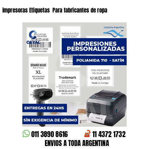impresoras Etiquetas  Para fabricantes de ropa
