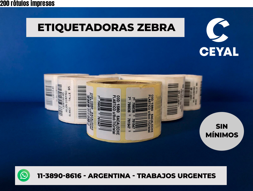 200 rótulos impresos