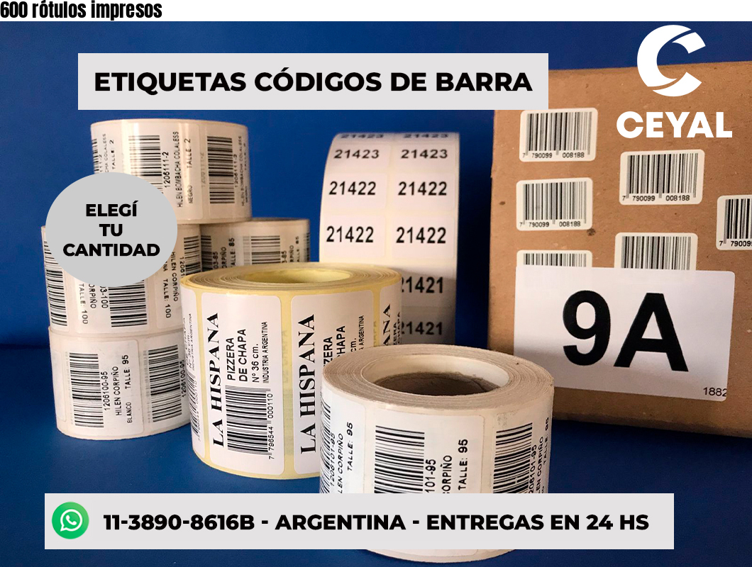 600 rótulos impresos