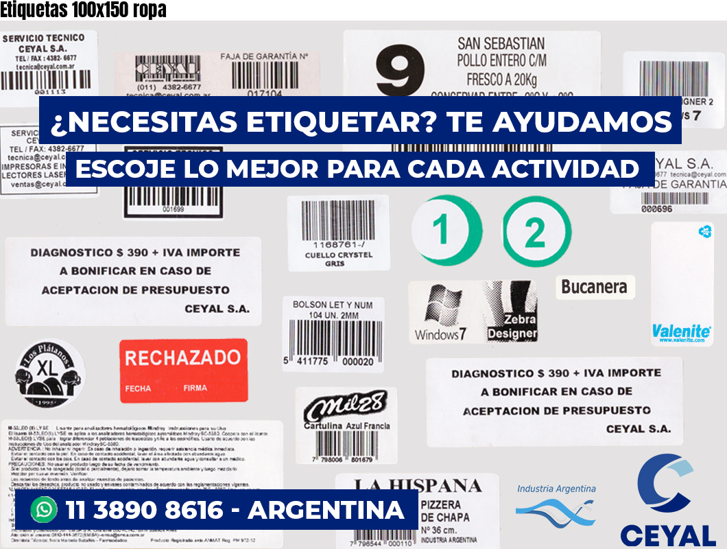 Etiquetas 100x150 ropa