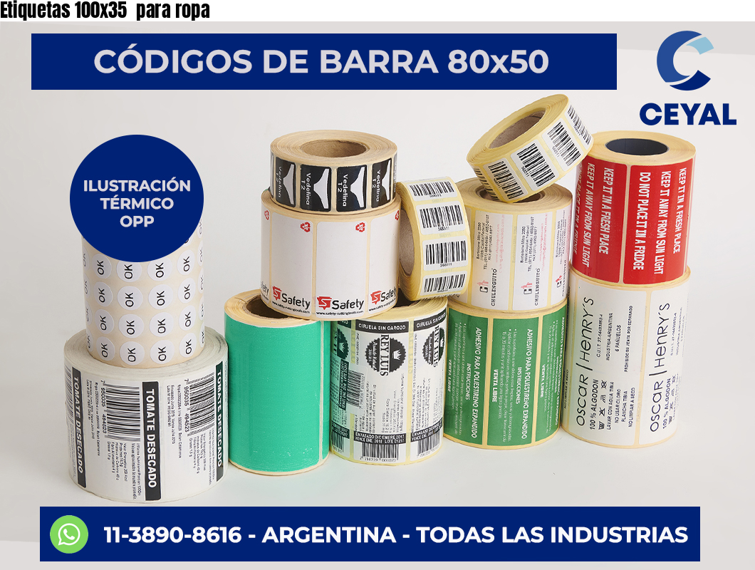 Etiquetas 100×35  para ropa