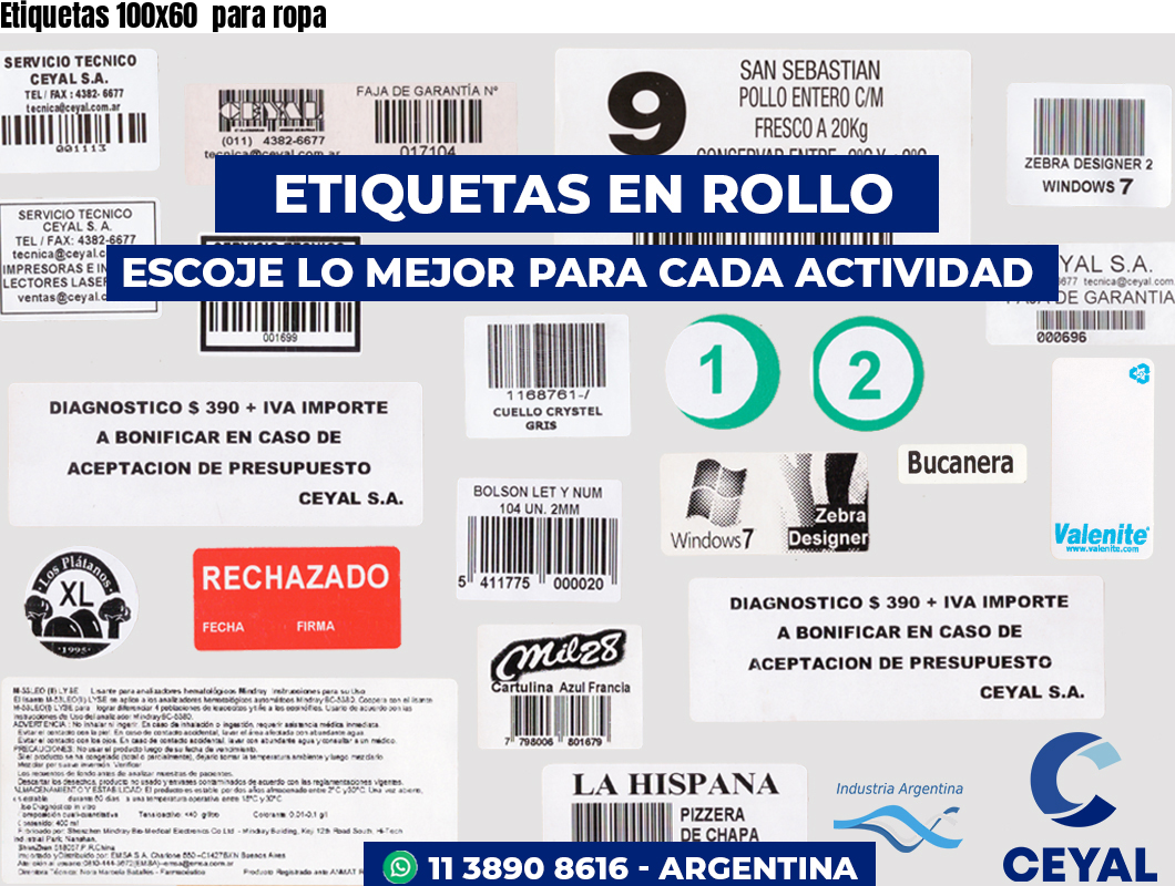 Etiquetas 100x60  para ropa
