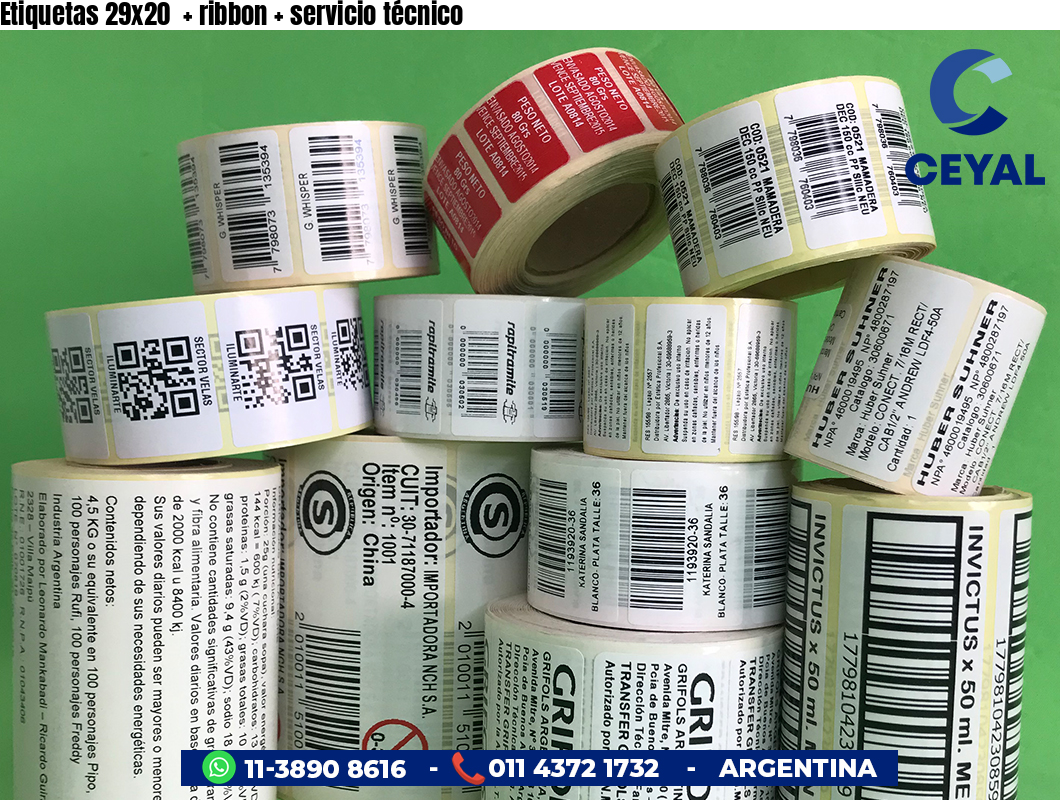 Etiquetas 29x20 ribbon servicio técnico