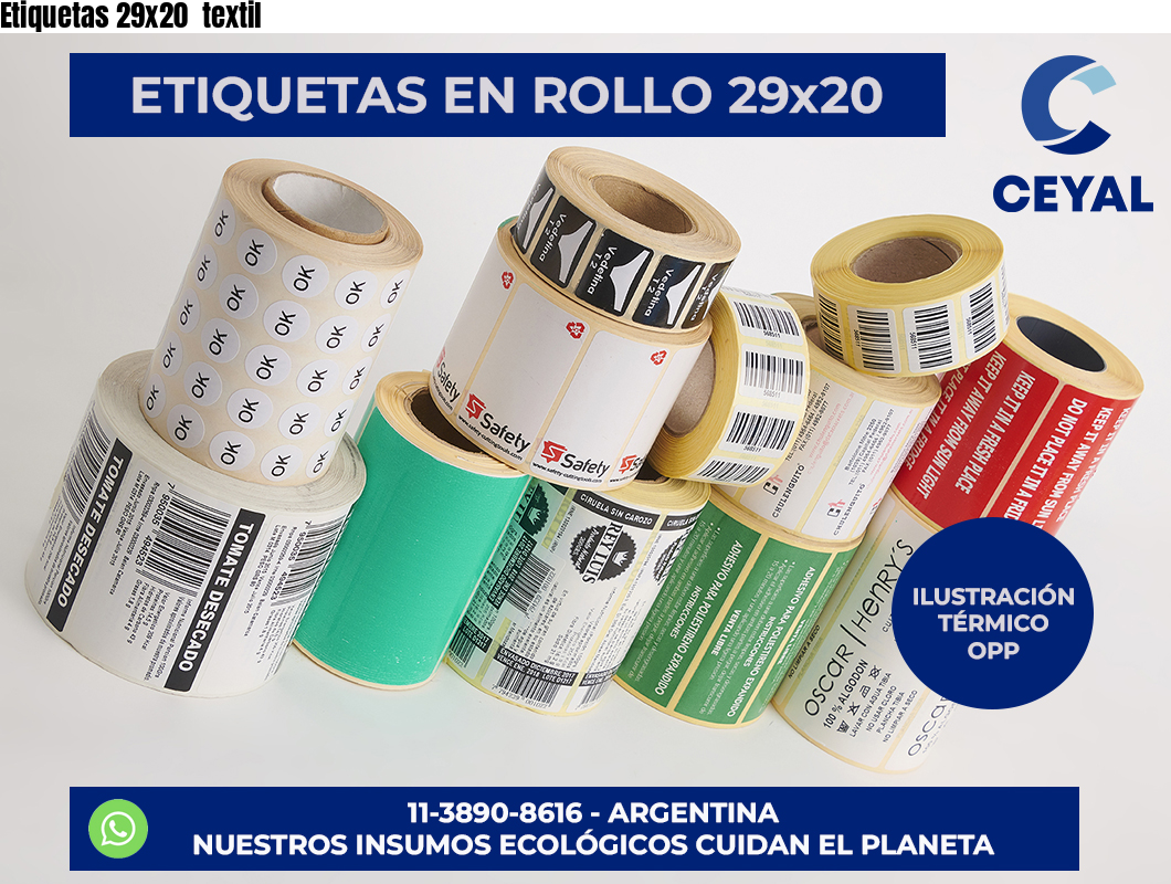 Etiquetas 29×20  textil