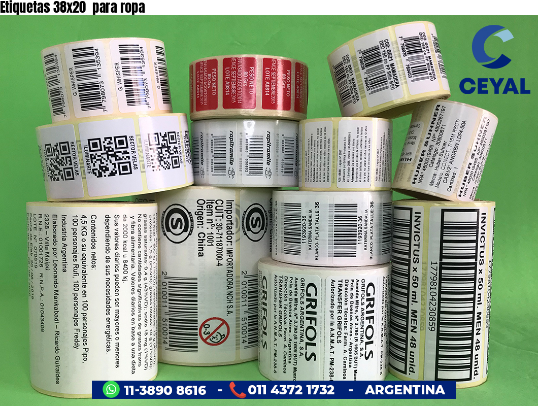 Etiquetas 38x20 para ropa