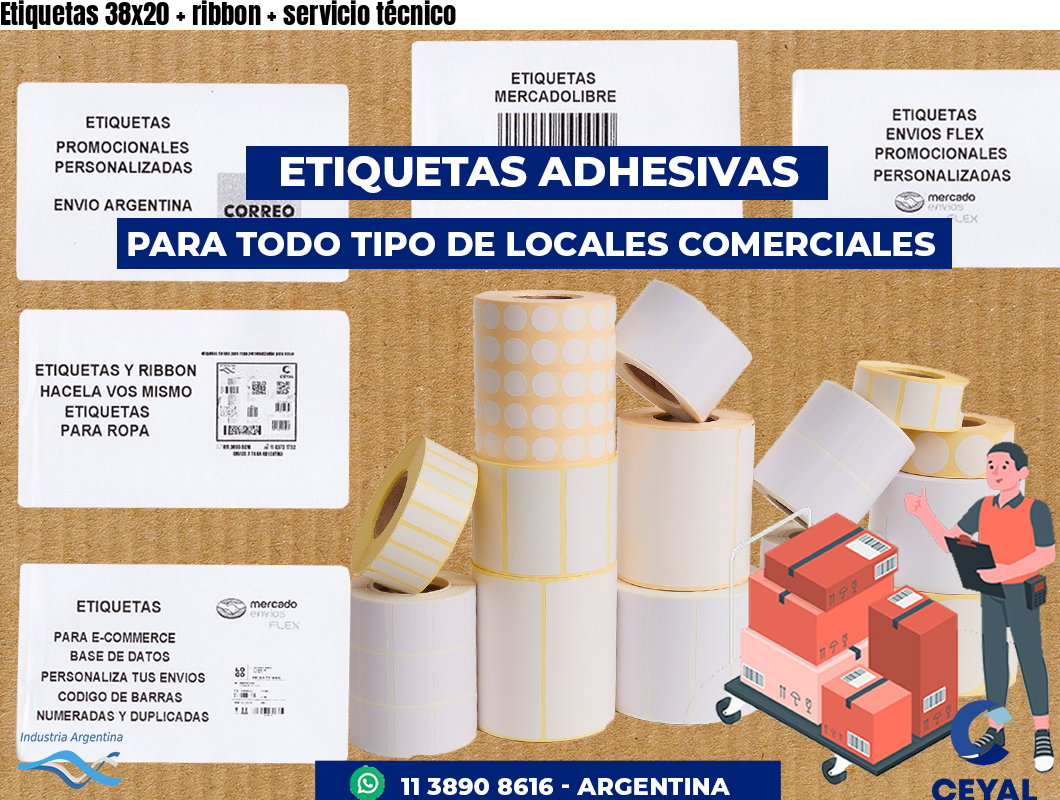 Etiquetas 38x20 ribbon servicio técnico