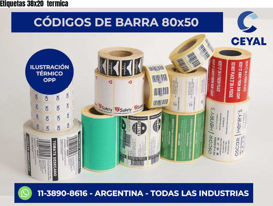 Etiquetas 38x20 termica