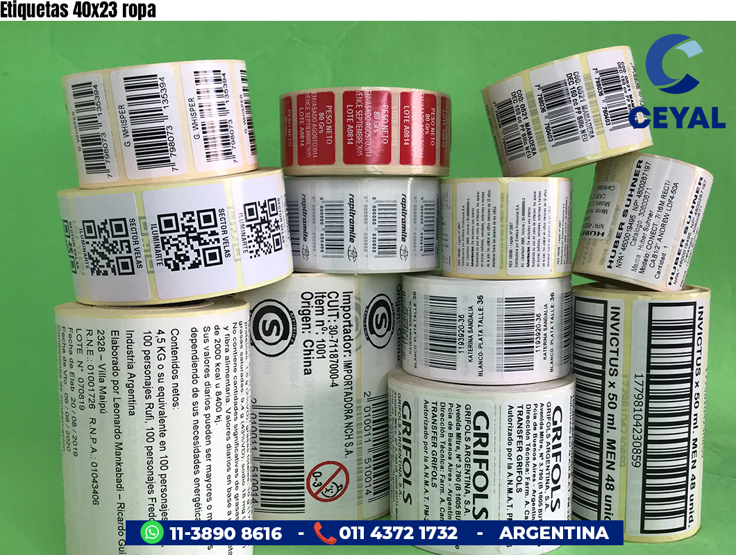 Etiquetas 40x23 ropa