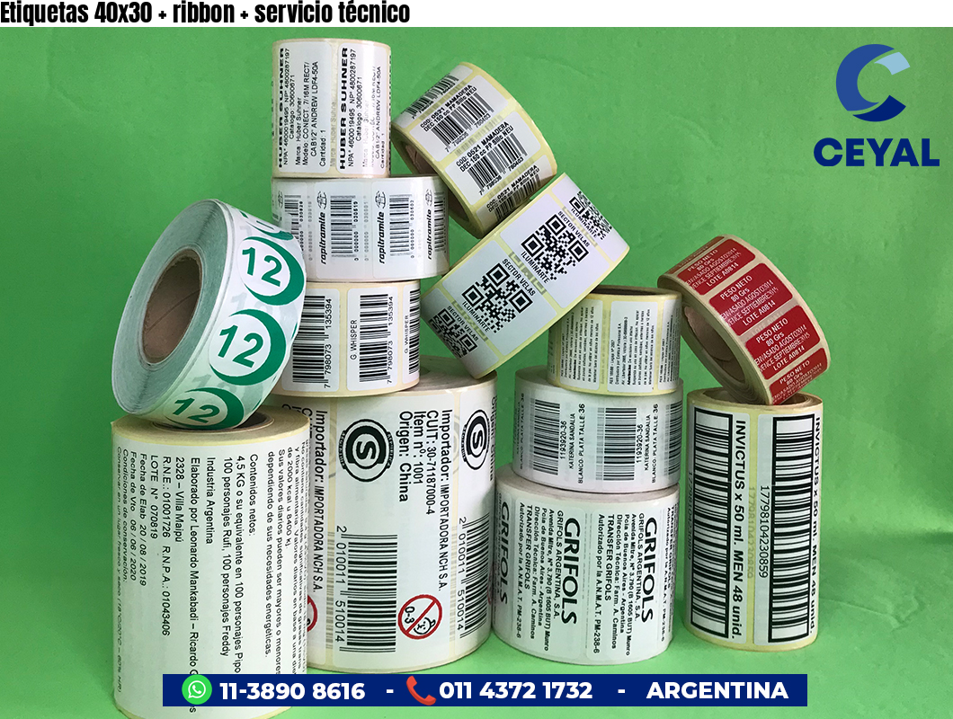 Etiquetas 40x30 ribbon servicio técnico