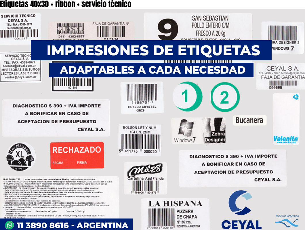 Etiquetas 40x30 ribbon servicio técnico